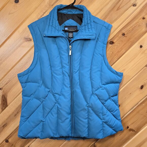 Relativity Womens Down/Feather Insulated Puffer Vest Teal XL - Picture 1 of 12